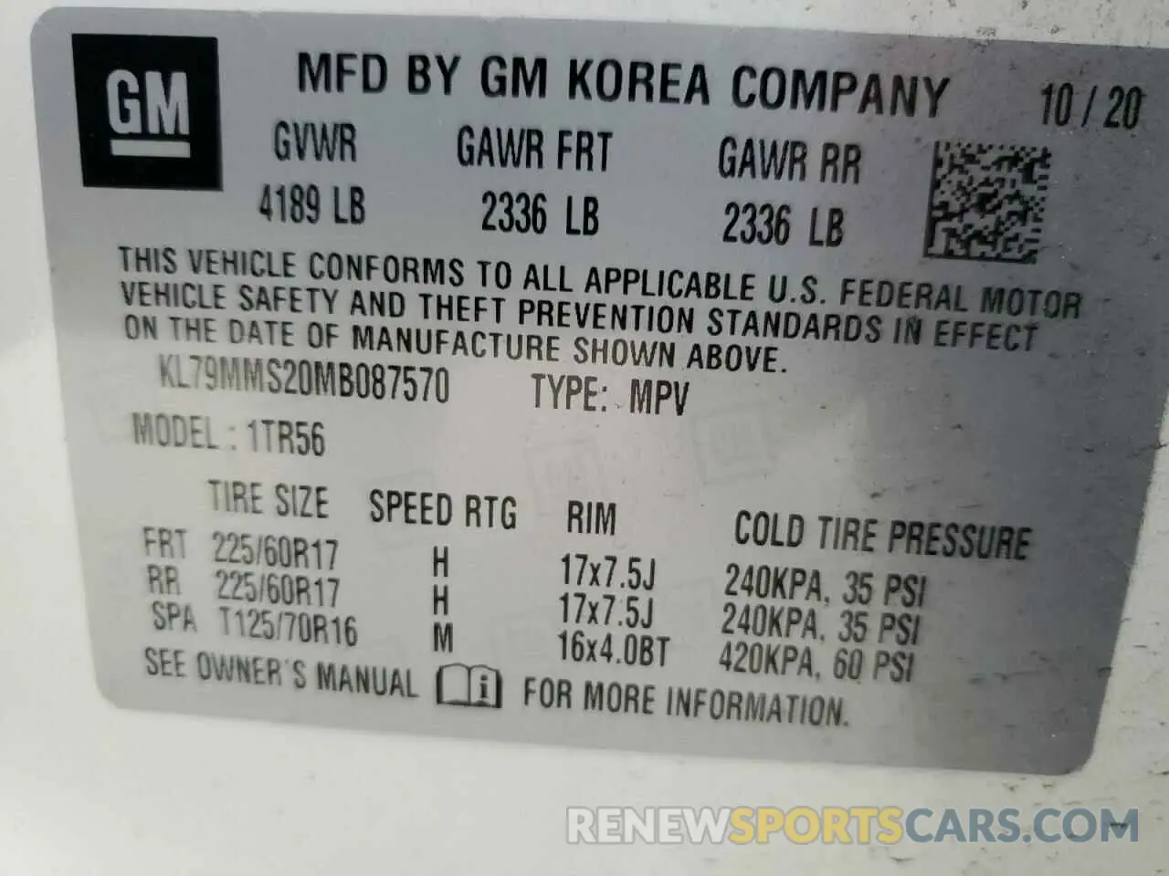 14 Фотография поврежденного автомобиля KL79MMS20MB087570 CHEVROLET TRAILBLZR 2021