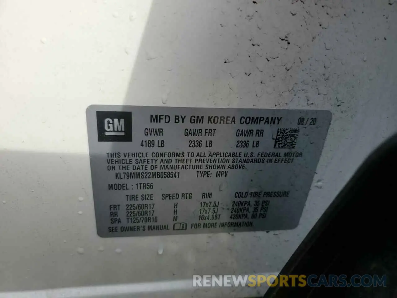 13 Photograph of a damaged car KL79MMS22MB058541 CHEVROLET TRAILBLZR 2021