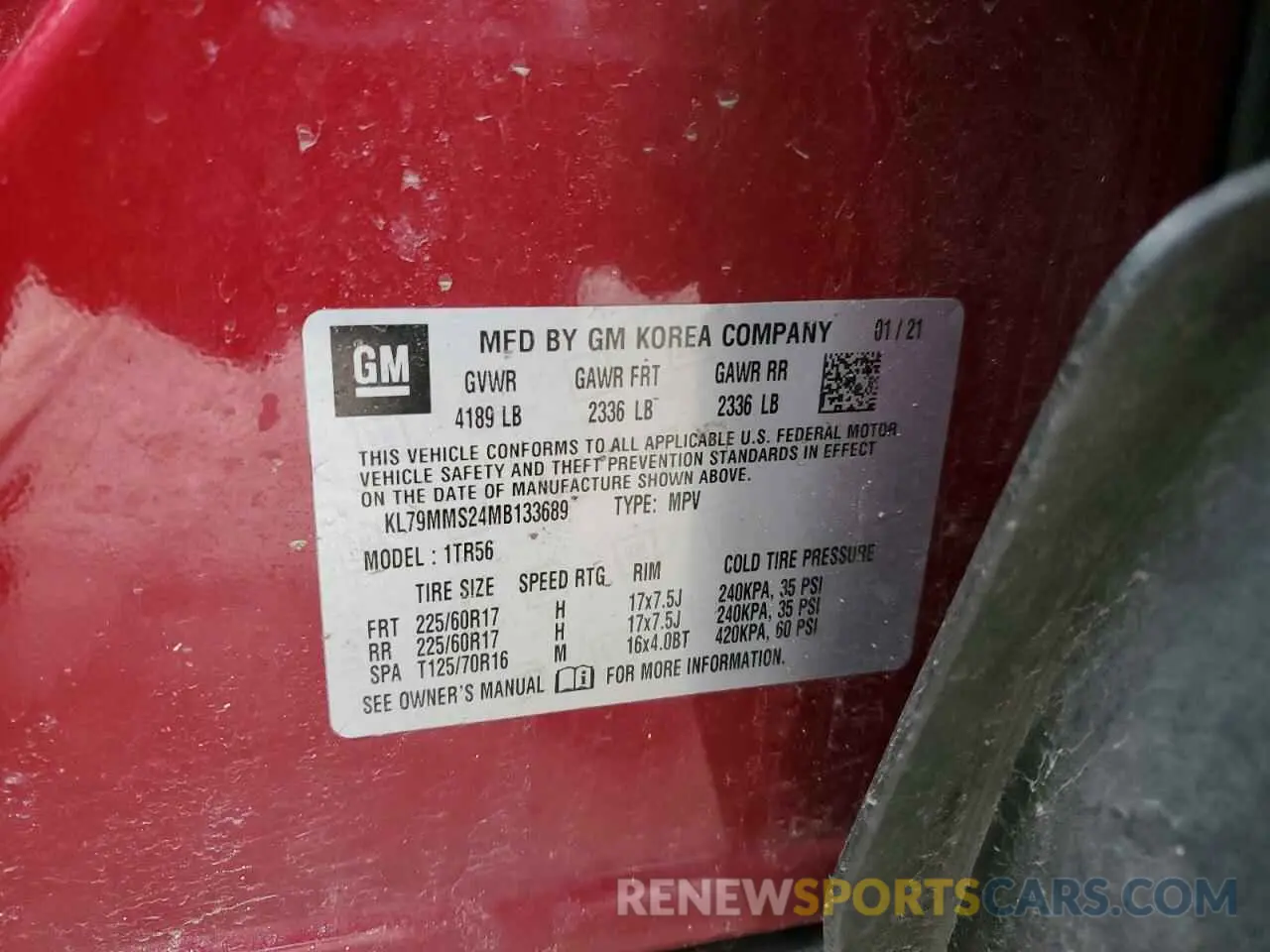 13 Photograph of a damaged car KL79MMS24MB133689 CHEVROLET TRAILBLZR 2021