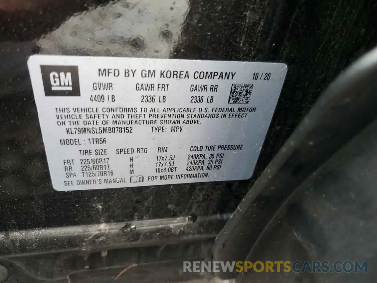13 Photograph of a damaged car KL79MNSL5MB078152 CHEVROLET TRAILBLZR 2021