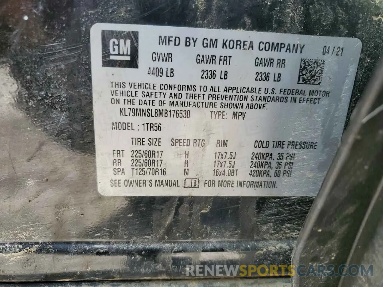 13 Photograph of a damaged car KL79MNSL8MB176530 CHEVROLET TRAILBLZR 2021