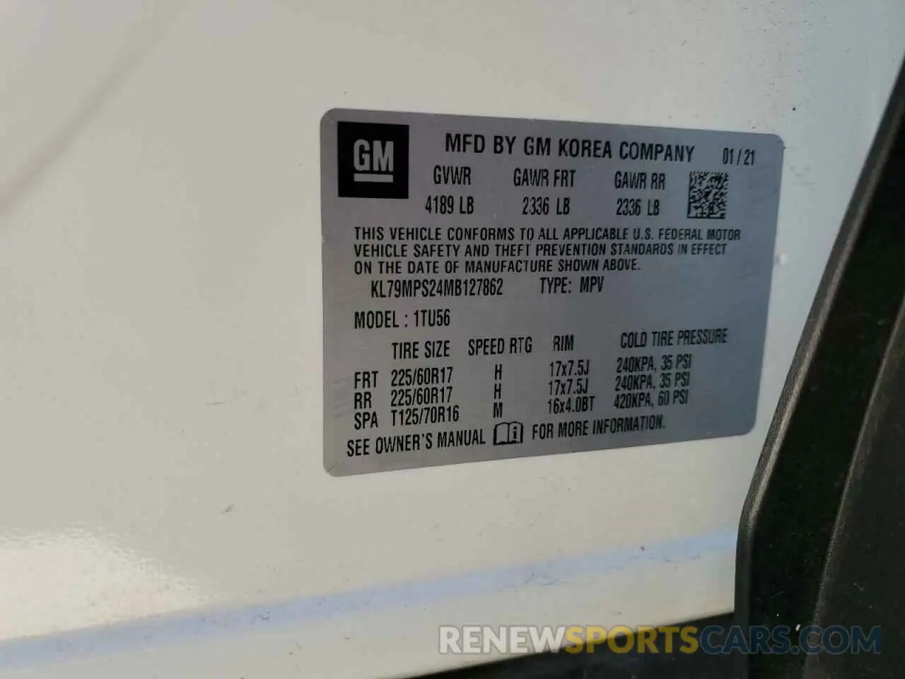 13 Photograph of a damaged car KL79MPS24MB127862 CHEVROLET TRAILBLZR 2021