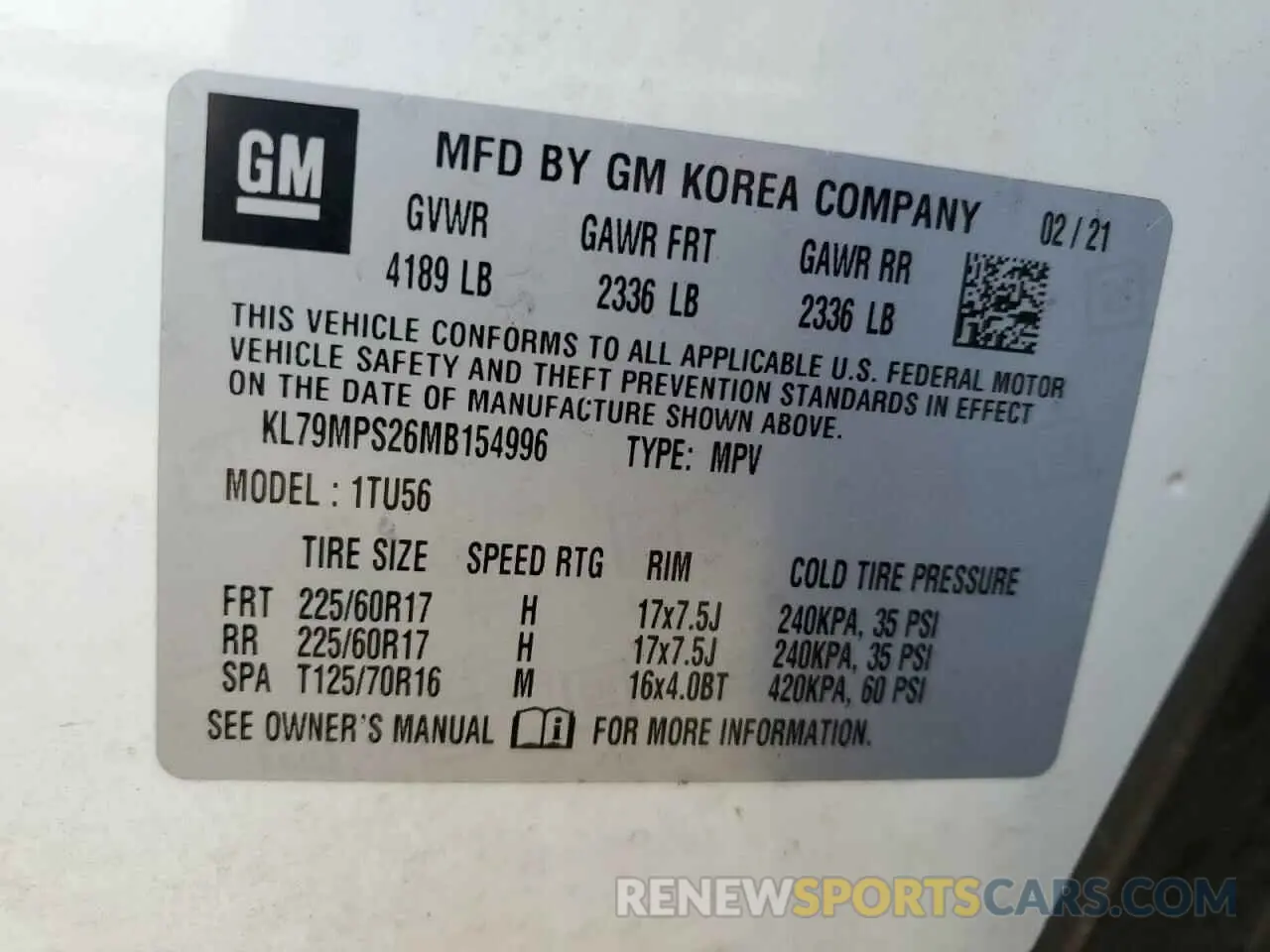 13 Фотография поврежденного автомобиля KL79MPS26MB154996 CHEVROLET TRAILBLZR 2021