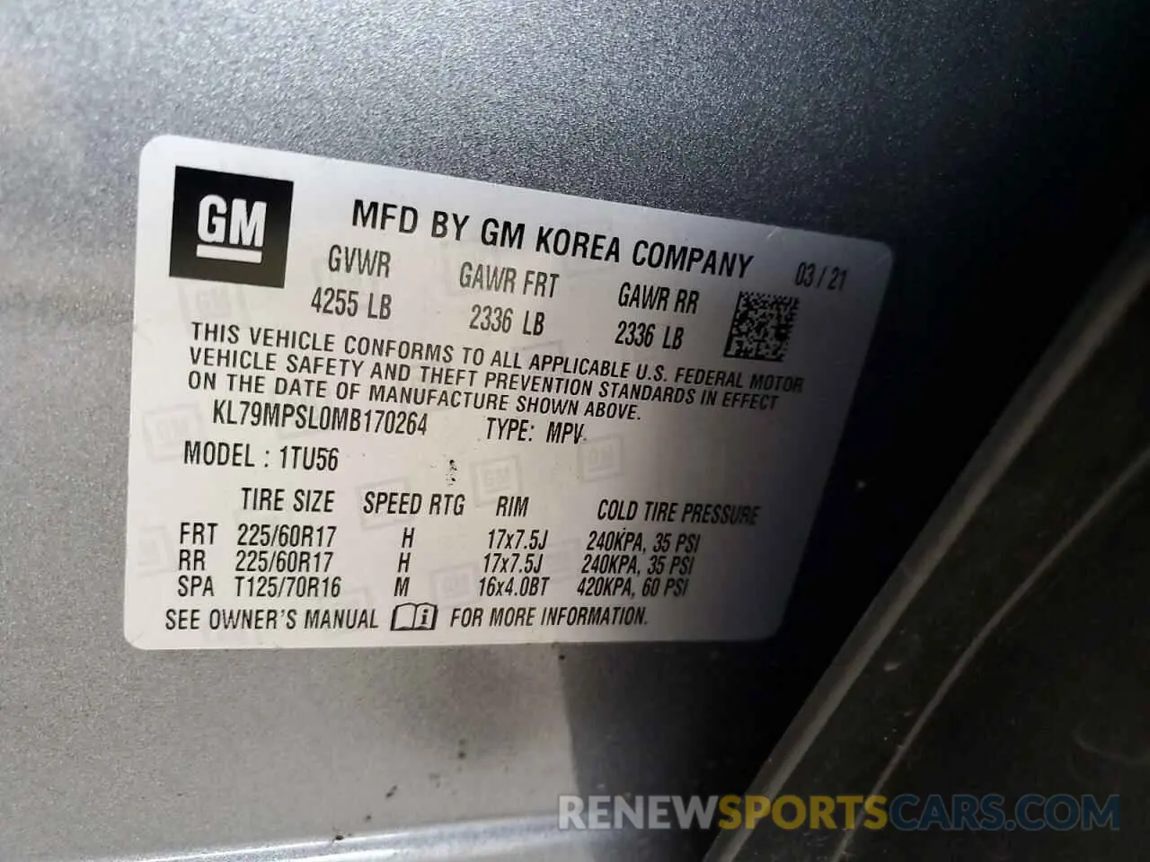 12 Photograph of a damaged car KL79MPSL0MB170264 CHEVROLET TRAILBLZR 2021
