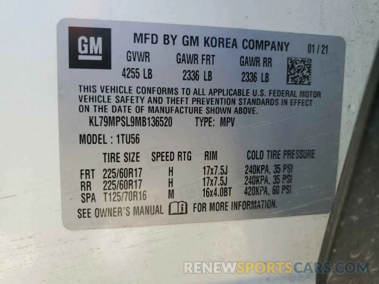 15 Photograph of a damaged car KL79MPSL9MB136520 CHEVROLET TRAILBLZR 2021