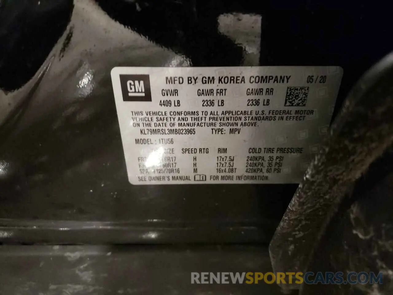 13 Photograph of a damaged car KL79MRSL3MB023965 CHEVROLET TRAILBLZR 2021