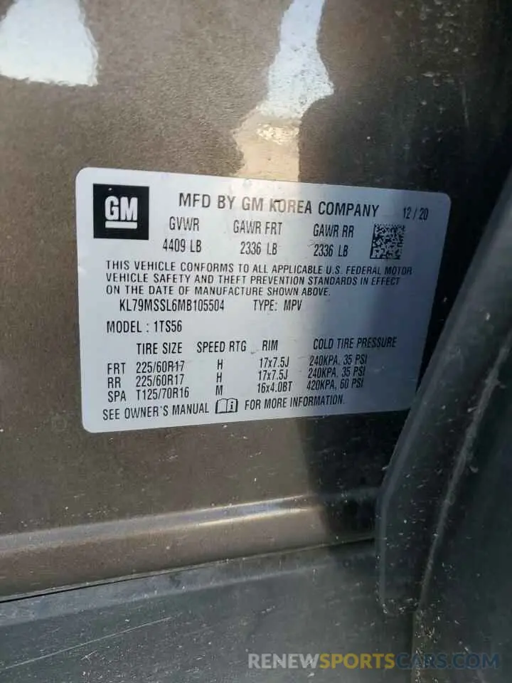 14 Фотография поврежденного автомобиля KL79MSSL6MB105504 CHEVROLET TRAILBLZR 2021