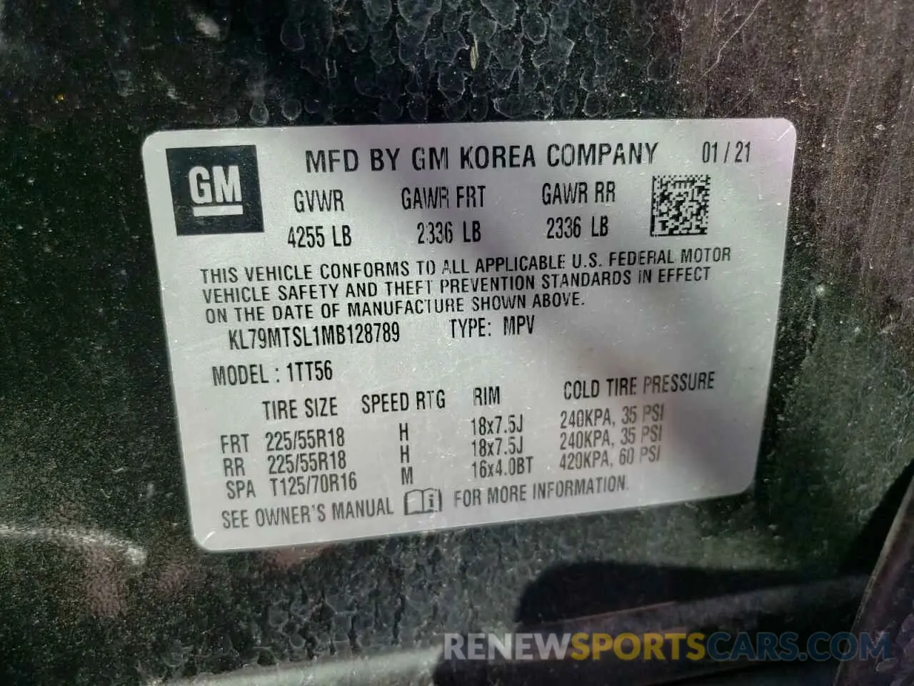 12 Photograph of a damaged car KL79MTSL1MB128789 CHEVROLET TRAILBLZR 2021