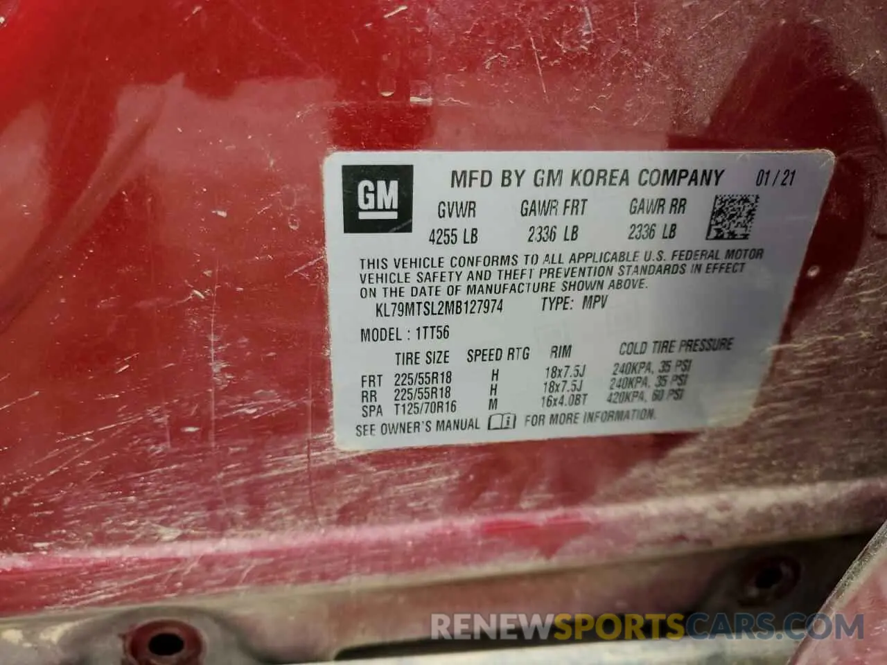 14 Photograph of a damaged car KL79MTSL2MB127974 CHEVROLET TRAILBLZR 2021