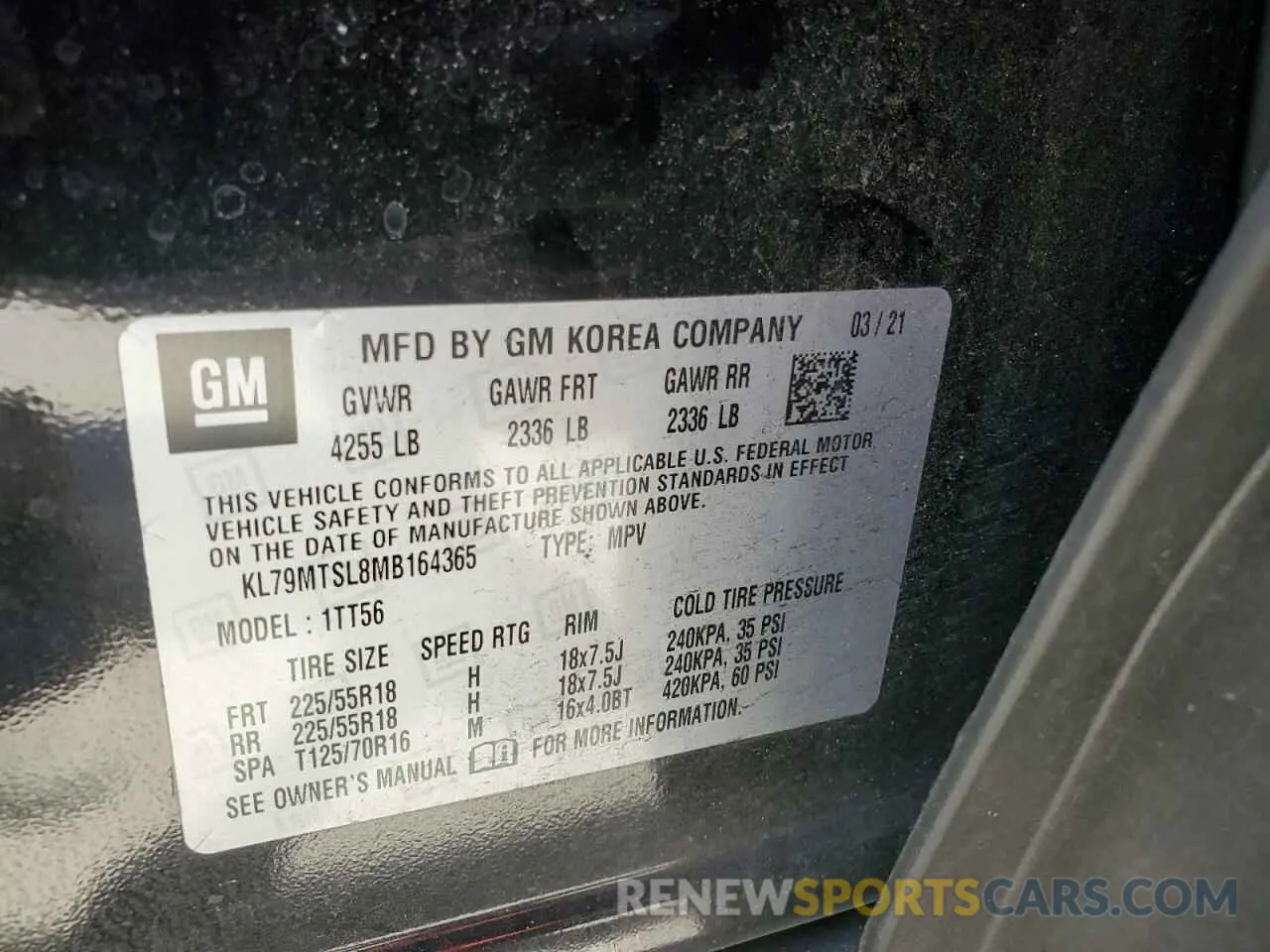 13 Photograph of a damaged car KL79MTSL8MB164365 CHEVROLET TRAILBLZR 2021