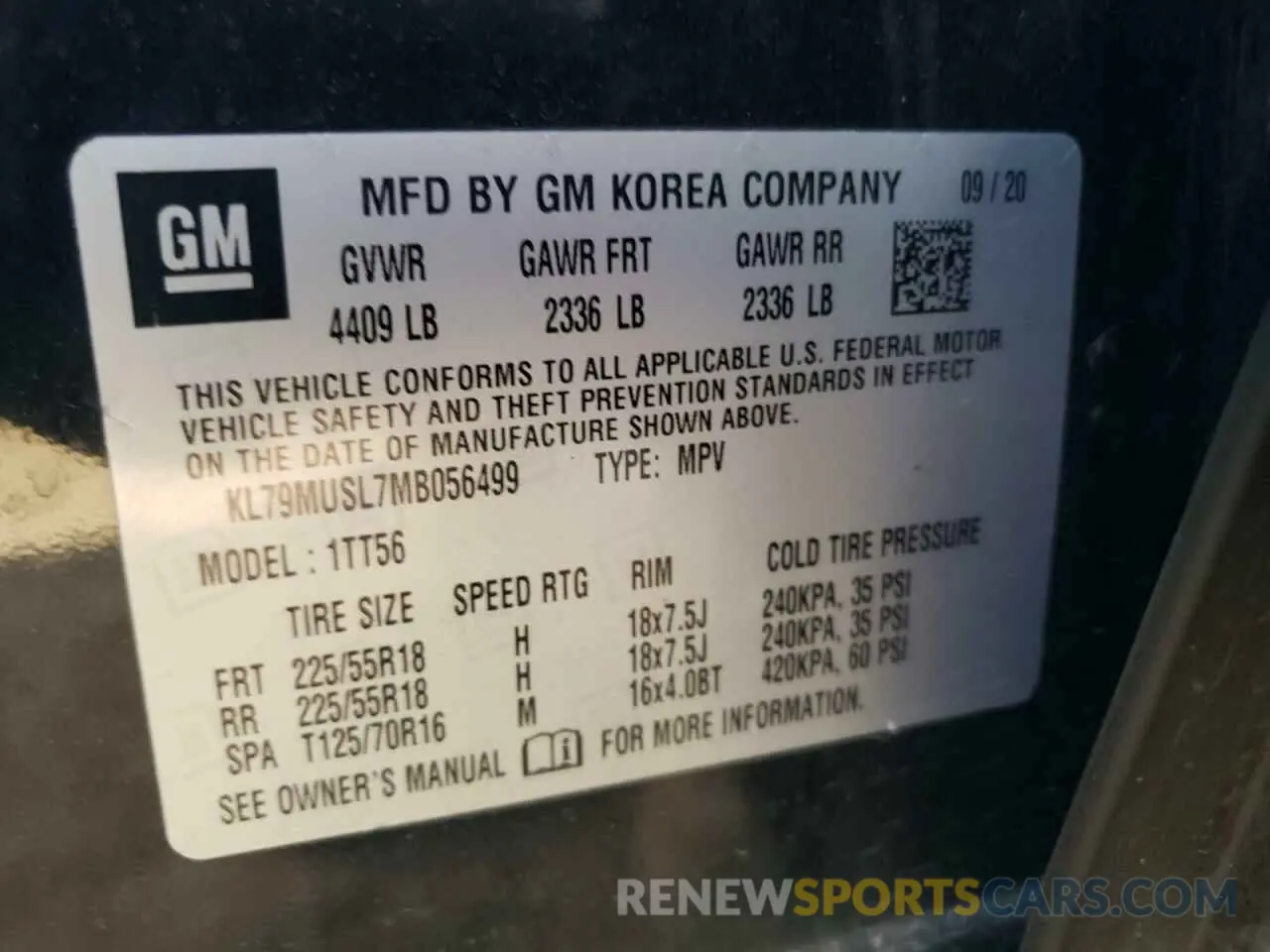 12 Фотография поврежденного автомобиля KL79MUSL7MB056499 CHEVROLET TRAILBLZR 2021