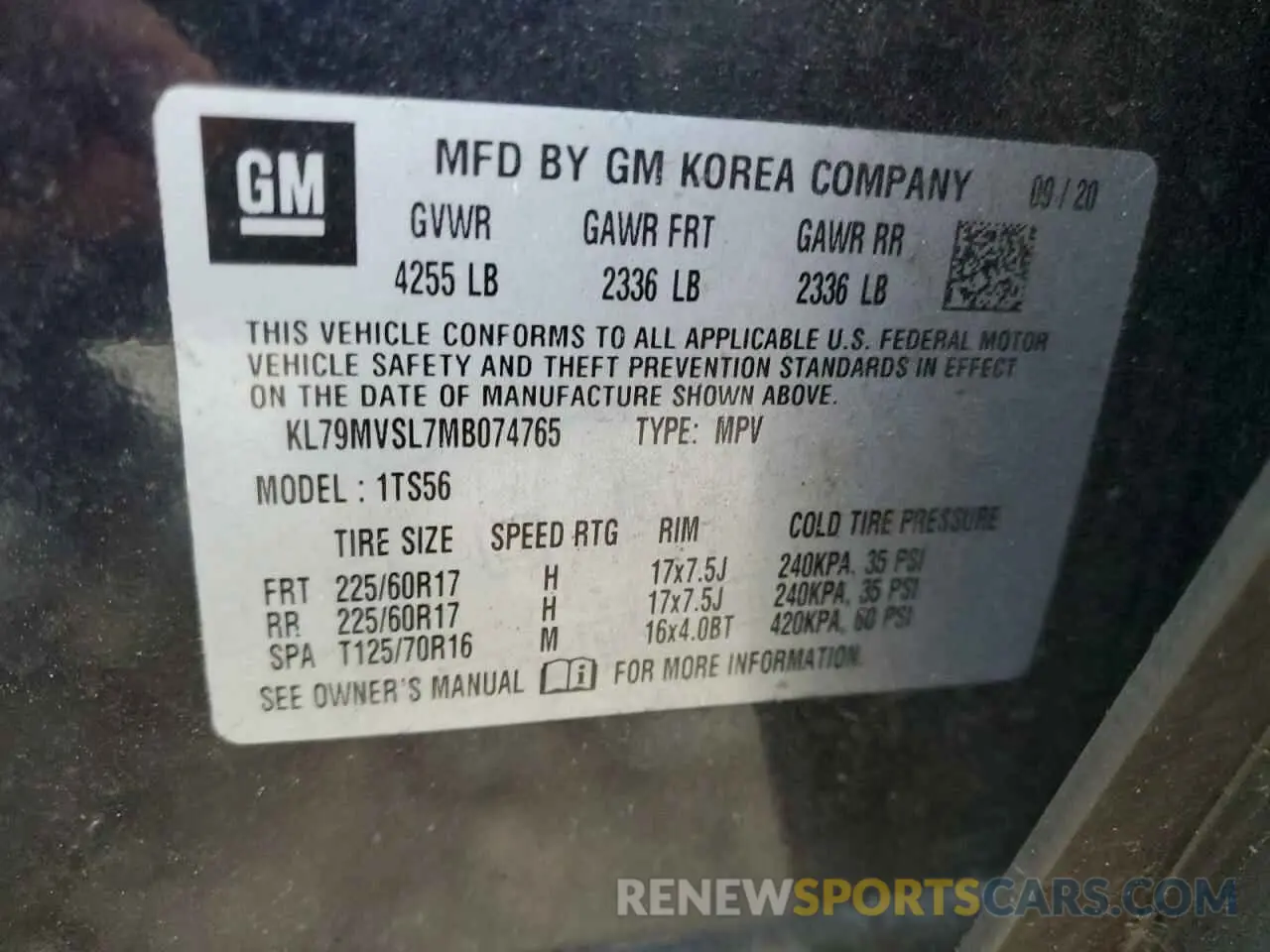 14 Photograph of a damaged car KL79MVSL7MB074765 CHEVROLET TRAILBLZR 2021