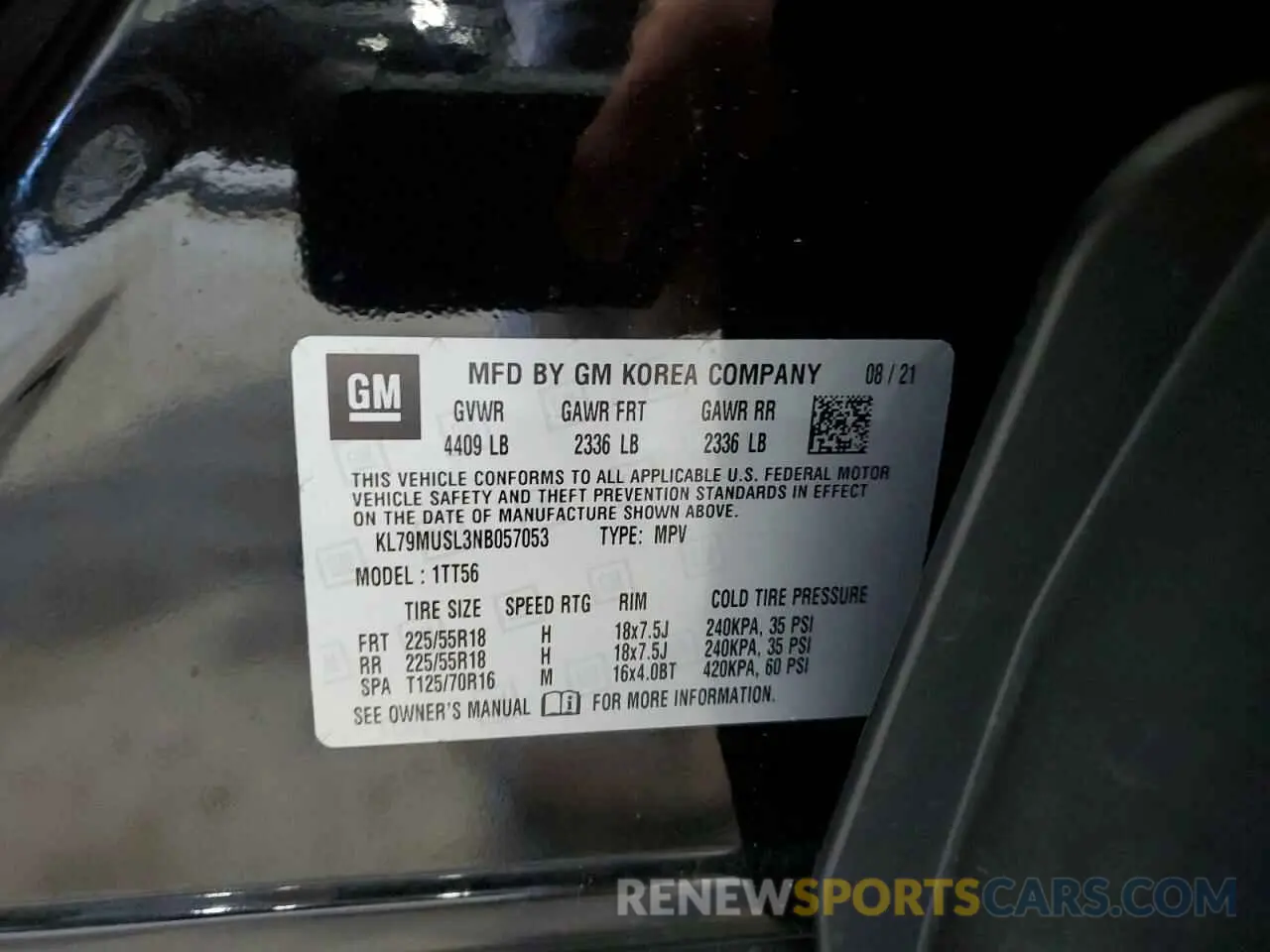 13 Photograph of a damaged car KL79MUSL3NB057053 CHEVROLET TRAILBLZR 2022