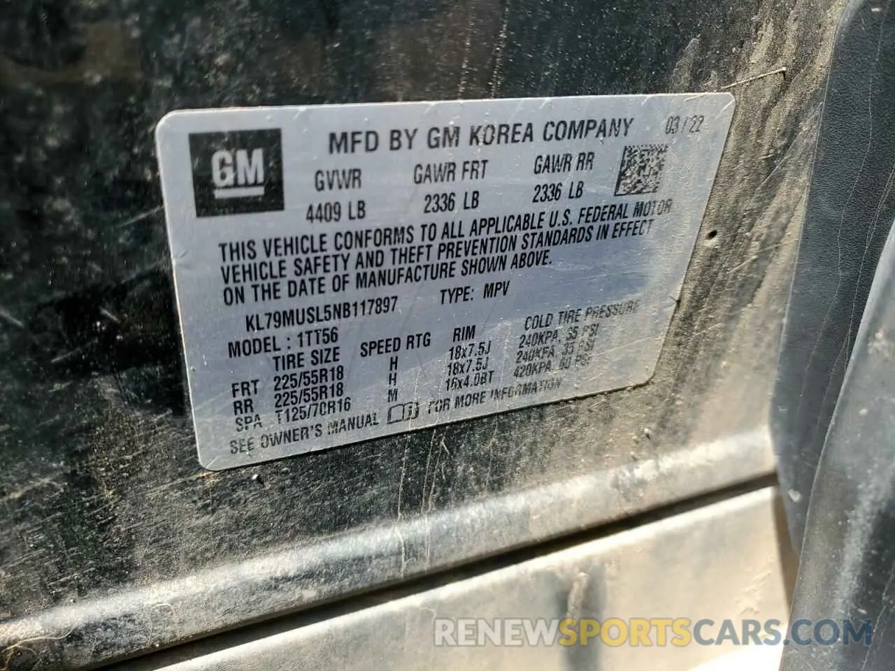 14 Фотография поврежденного автомобиля KL79MUSL5NB117897 CHEVROLET TRAILBLZR 2022