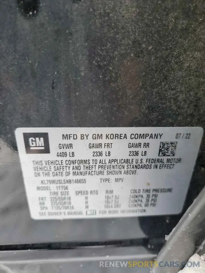 14 Фотография поврежденного автомобиля KL79MUSL5NB146655 CHEVROLET TRAILBLZR 2022