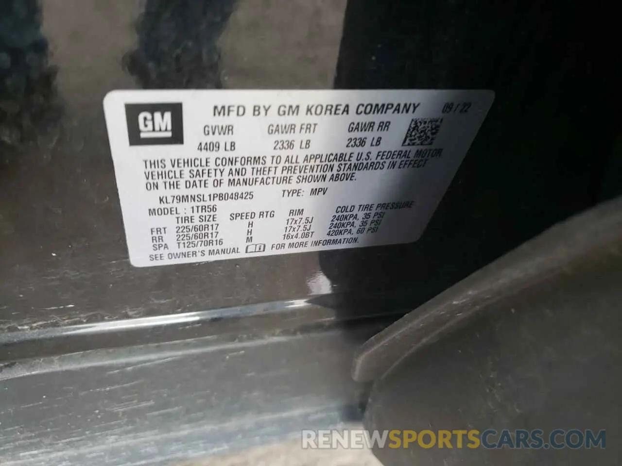 12 Фотография поврежденного автомобиля KL79MNSL1PB048425 CHEVROLET TRAILBLZR 2023