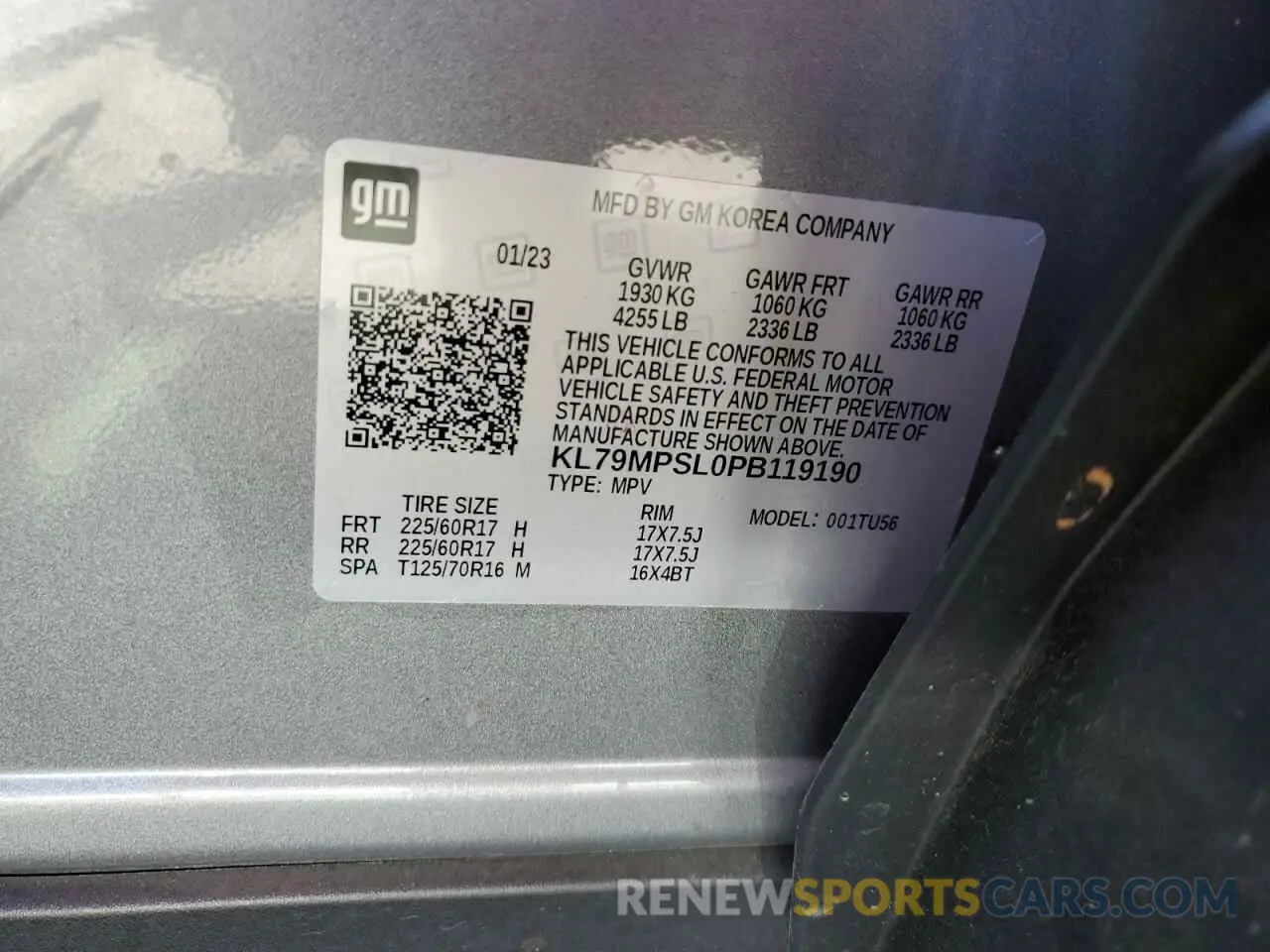 14 Photograph of a damaged car KL79MPSL0PB119190 CHEVROLET TRAILBLZR 2023