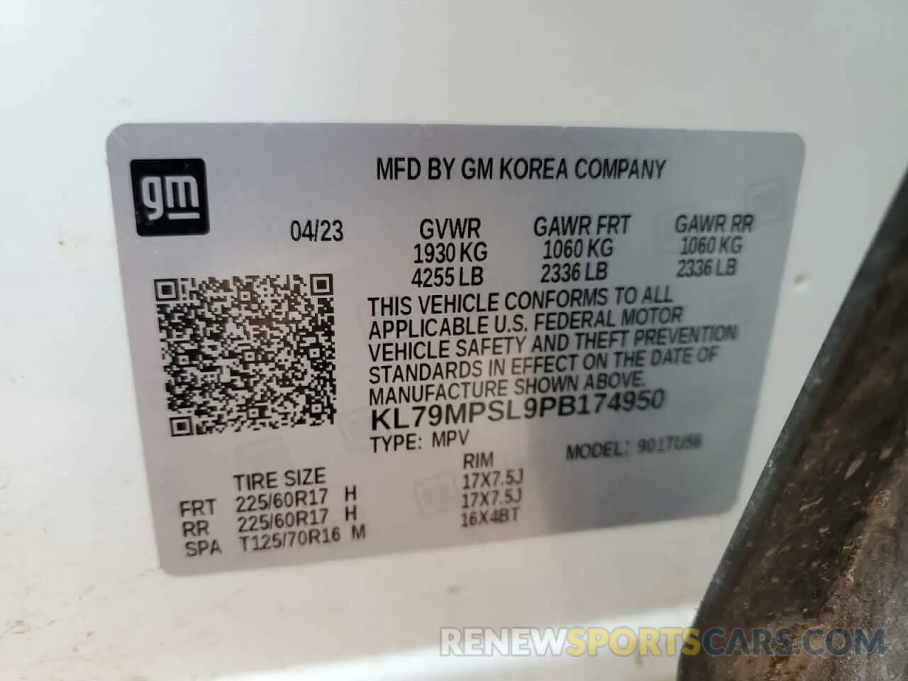 14 Photograph of a damaged car KL79MPSL9PB174950 CHEVROLET TRAILBLZR 2023