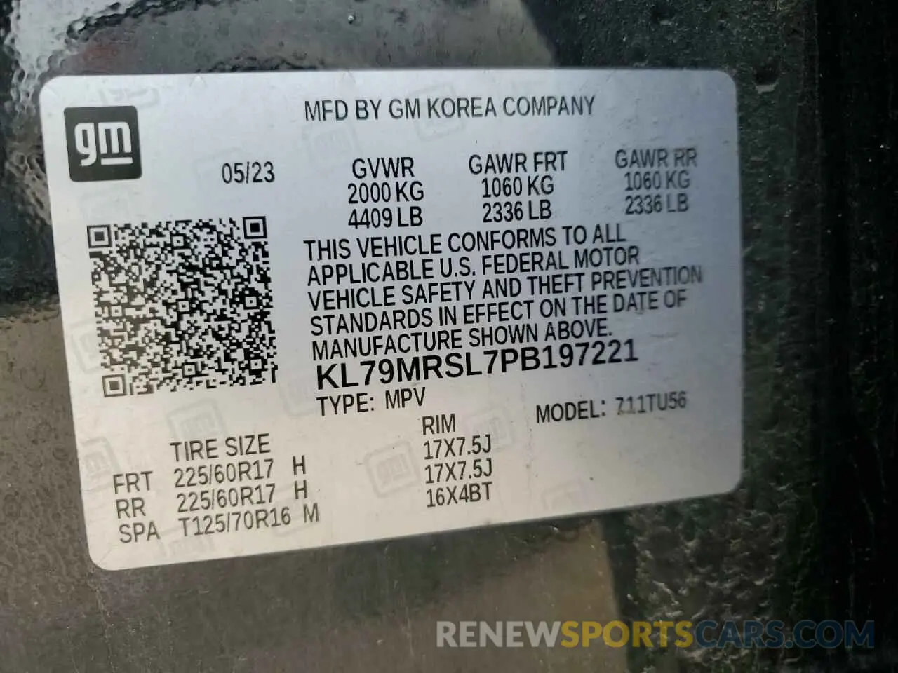 13 Фотография поврежденного автомобиля KL79MRSL7PB197221 CHEVROLET TRAILBLZR 2023