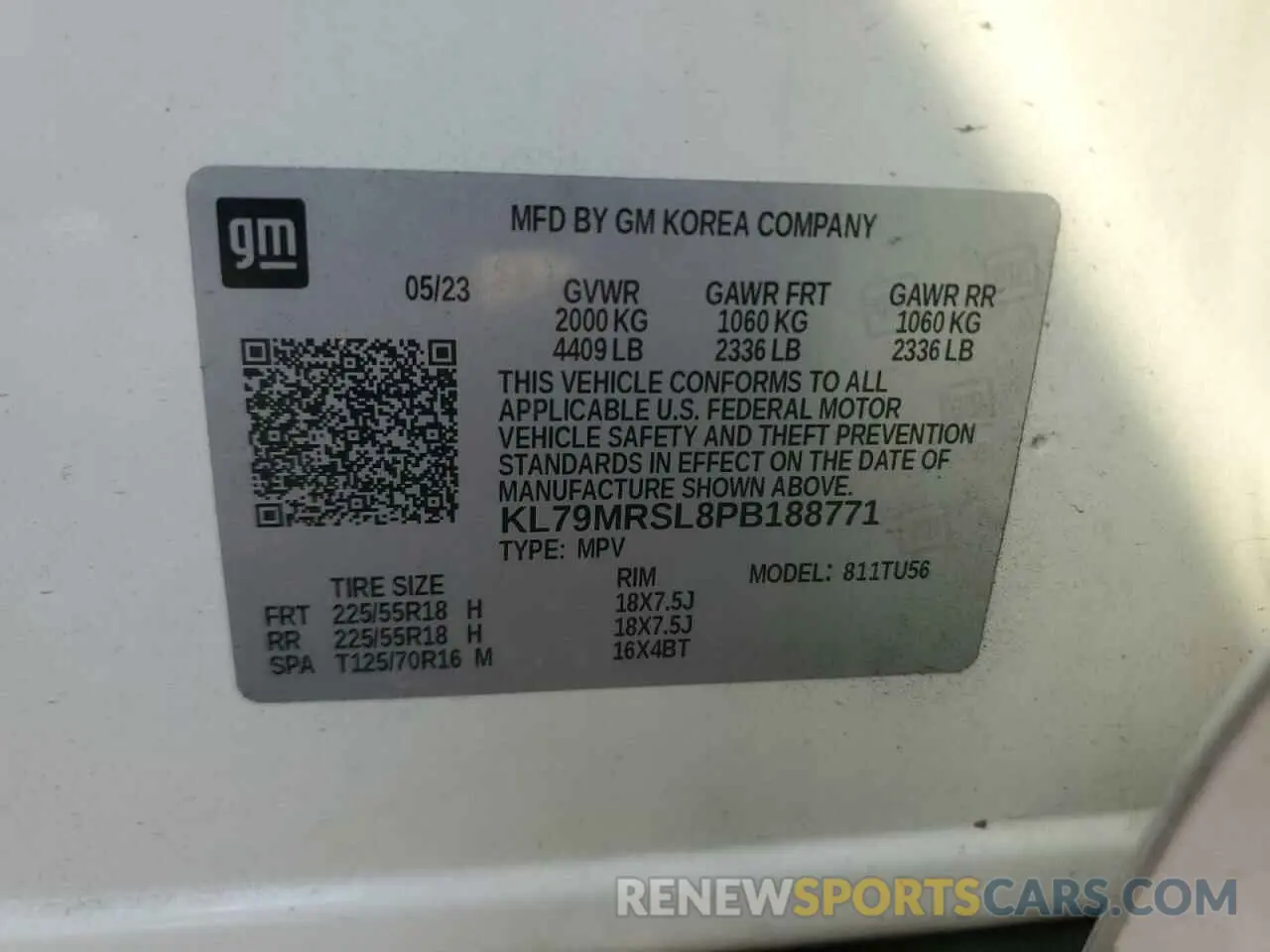 13 Фотография поврежденного автомобиля KL79MRSL8PB188771 CHEVROLET TRAILBLZR 2023