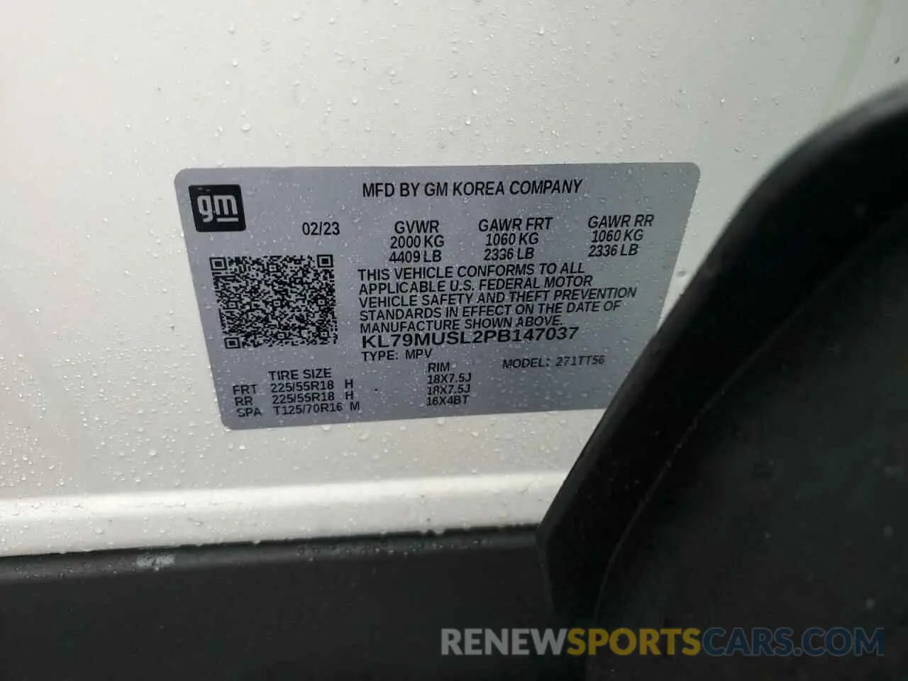 13 Фотография поврежденного автомобиля KL79MUSL2PB147037 CHEVROLET TRAILBLZR 2023