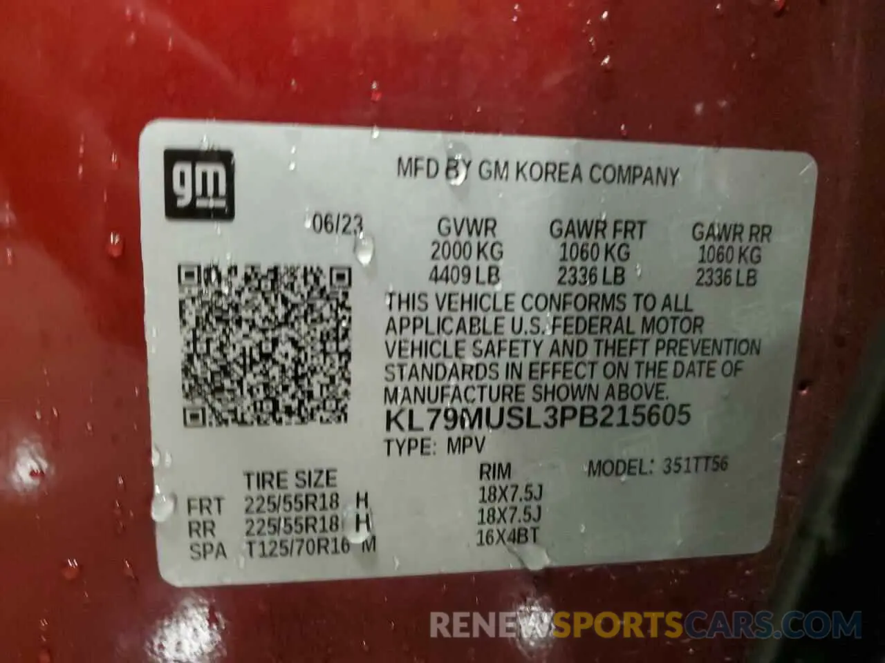 13 Фотография поврежденного автомобиля KL79MUSL3PB215605 CHEVROLET TRAILBLZR 2023