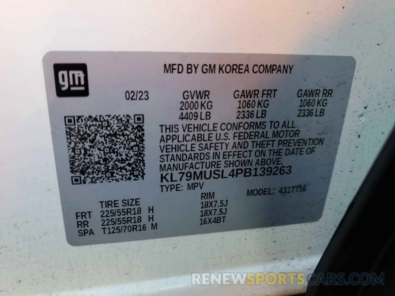 15 Photograph of a damaged car KL79MUSL4PB139263 CHEVROLET TRAILBLZR 2023