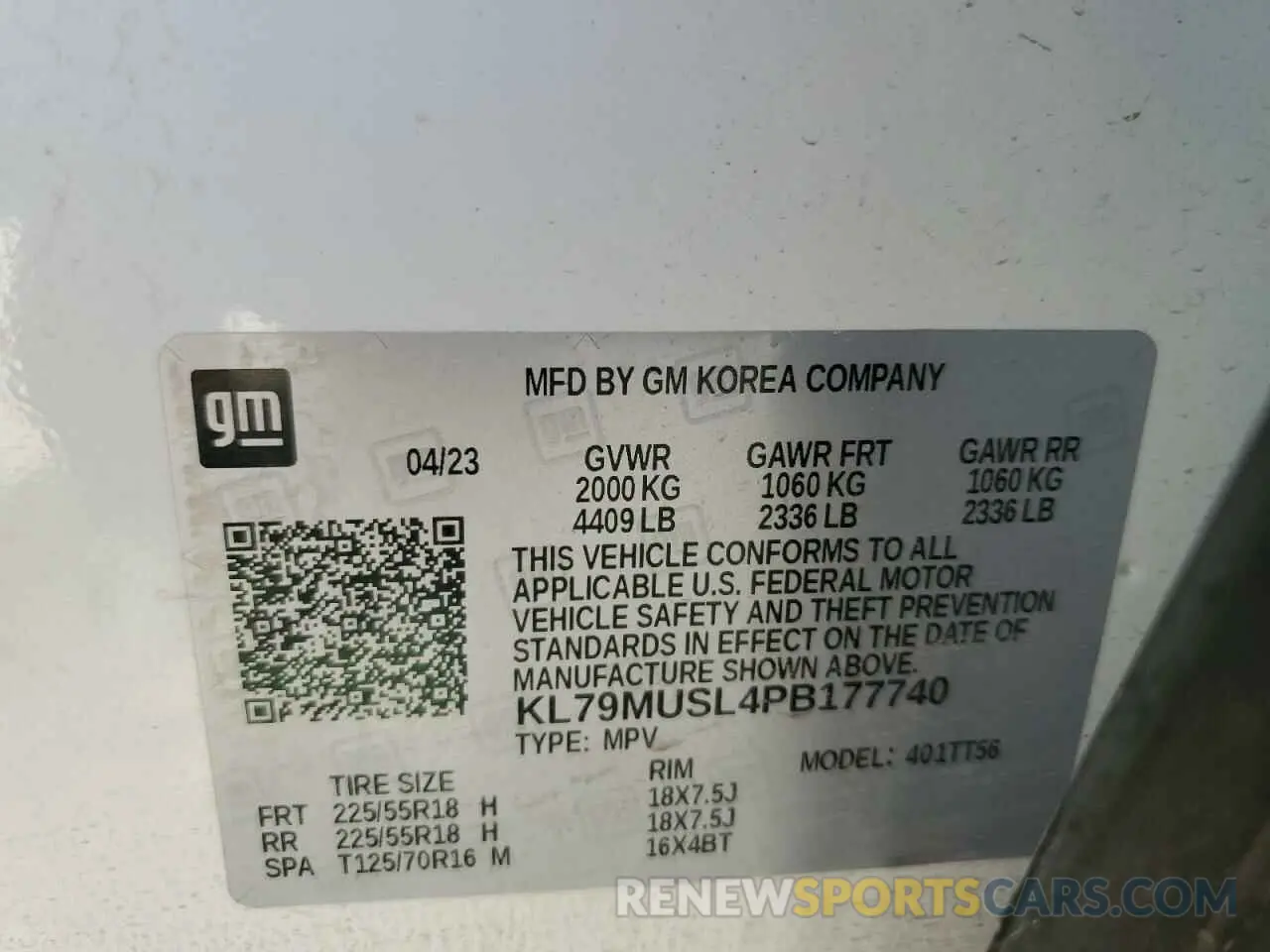 14 Photograph of a damaged car KL79MUSL4PB177740 CHEVROLET TRAILBLZR 2023