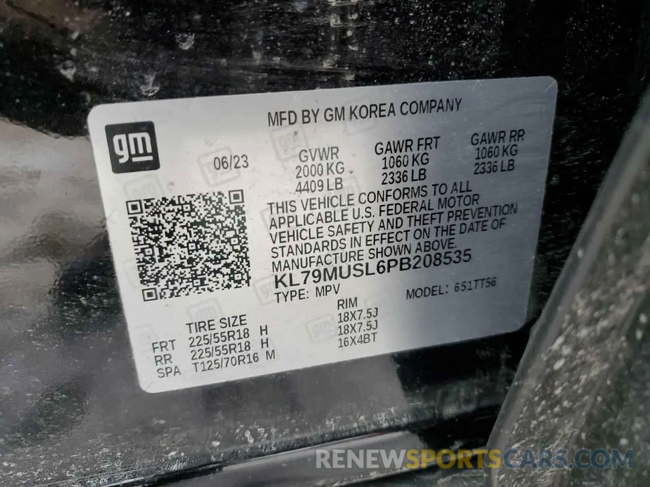 13 Photograph of a damaged car KL79MUSL6PB208535 CHEVROLET TRAILBLZR 2023