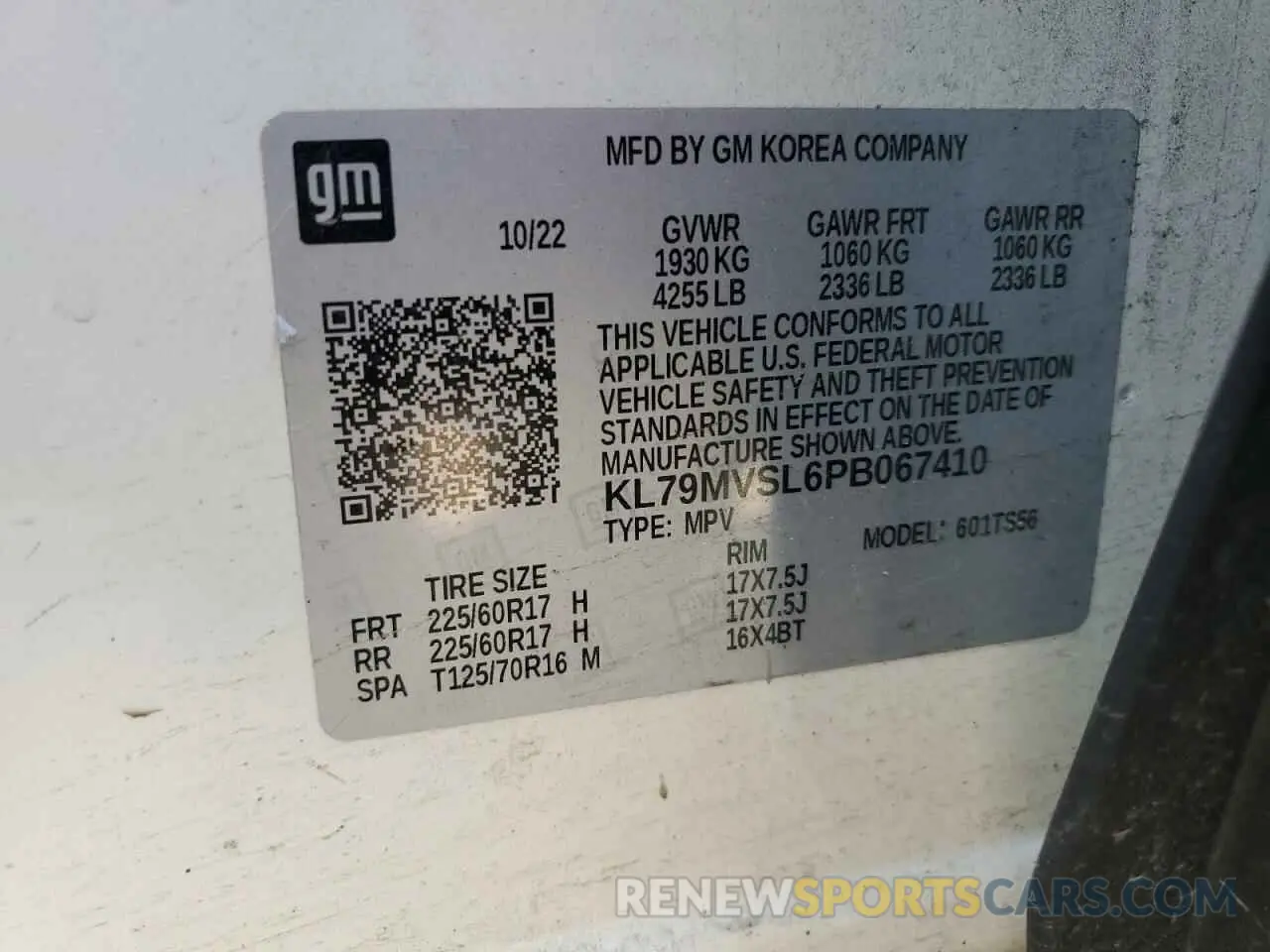 13 Photograph of a damaged car KL79MVSL6PB067410 CHEVROLET TRAILBLZR 2023