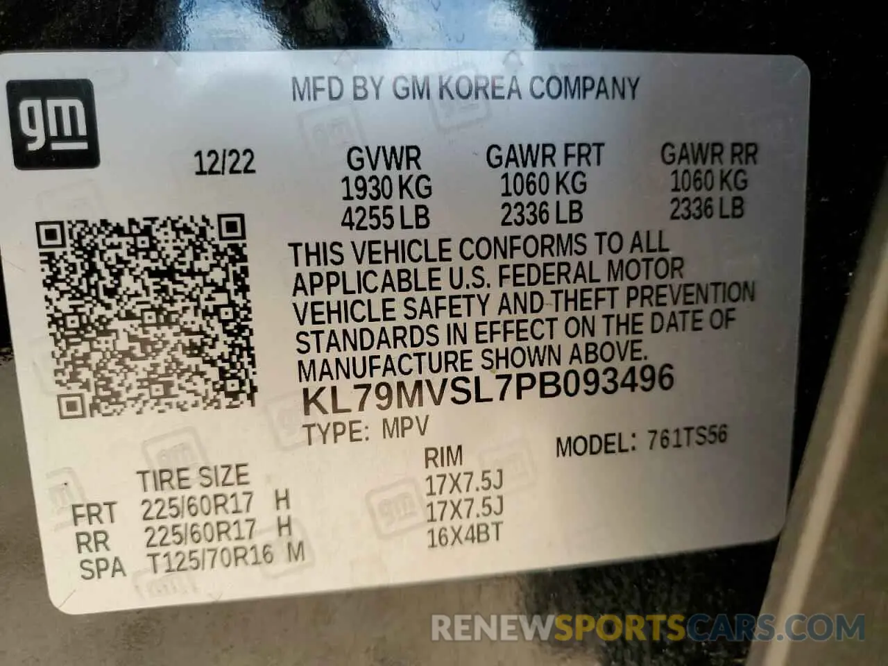 14 Photograph of a damaged car KL79MVSL7PB093496 CHEVROLET TRAILBLZR 2023
