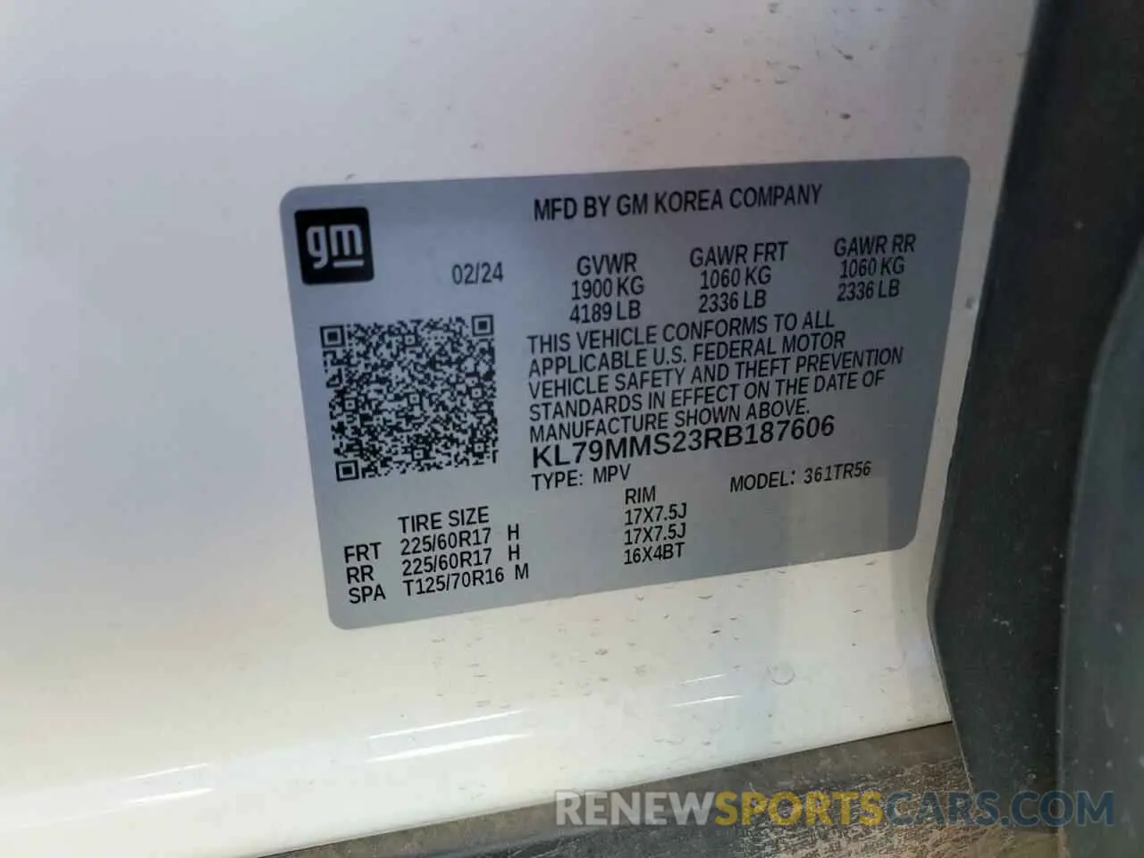 13 Photograph of a damaged car KL79MMS23RB187606 CHEVROLET TRAILBLZR 2024