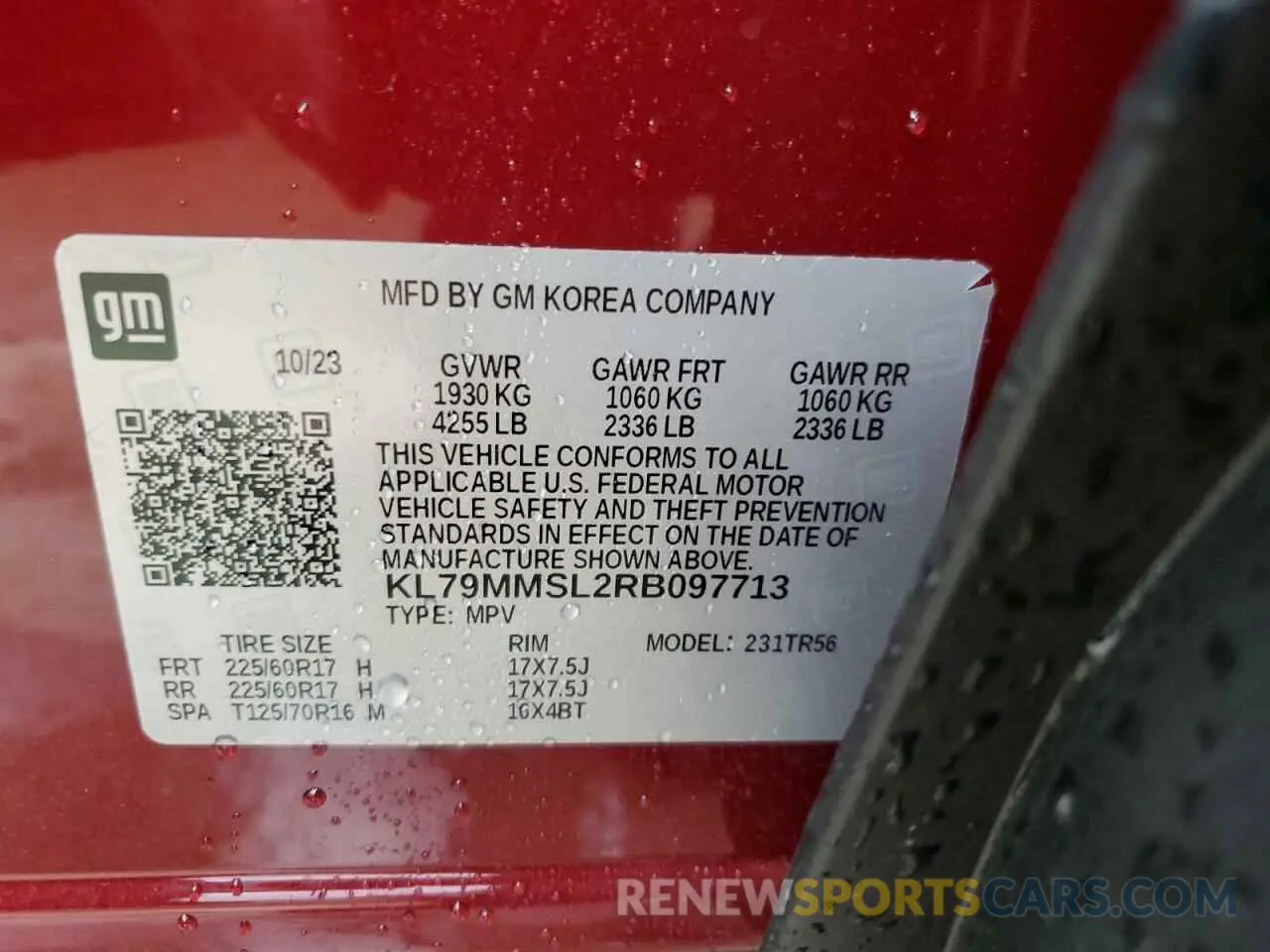 14 Photograph of a damaged car KL79MMSL2RB097713 CHEVROLET TRAILBLZR 2024