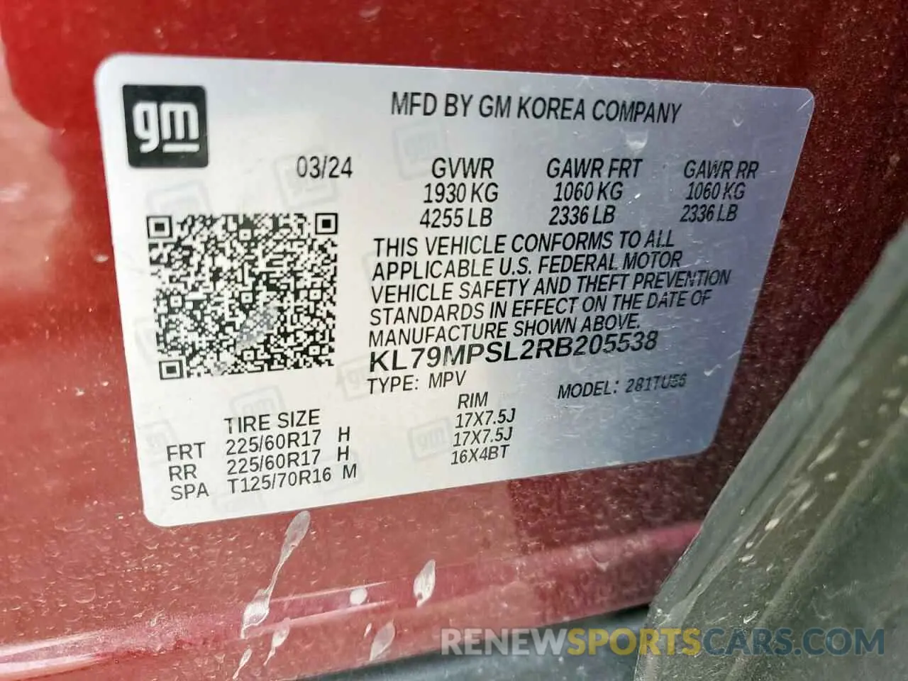13 Фотография поврежденного автомобиля KL79MPSL2RB205538 CHEVROLET TRAILBLZR 2024