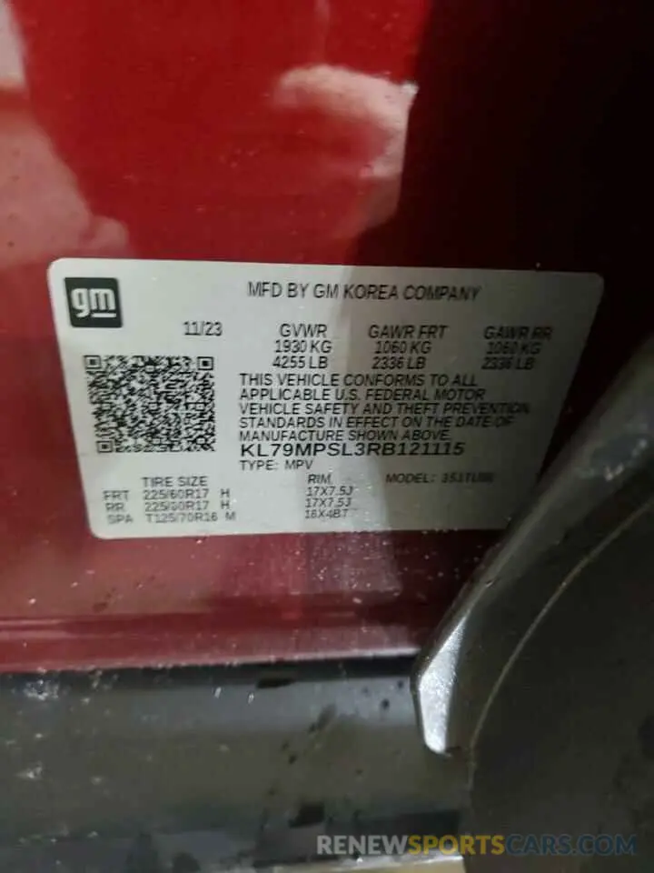 13 Photograph of a damaged car KL79MPSL3RB121115 CHEVROLET TRAILBLZR 2024