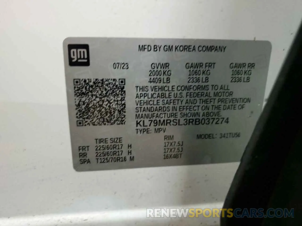 15 Photograph of a damaged car KL79MRSL3RB037274 CHEVROLET TRAILBLZR 2024