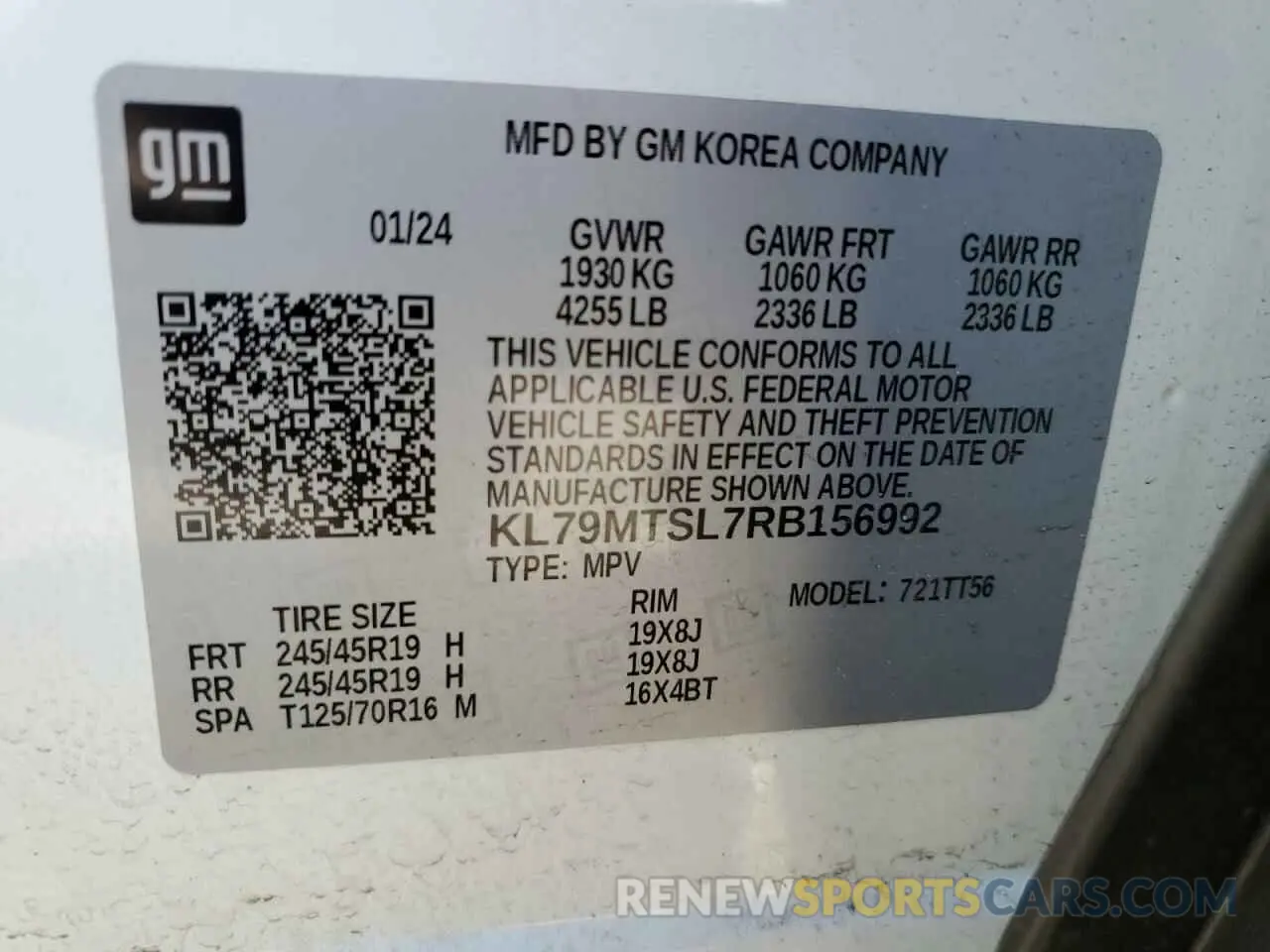 13 Photograph of a damaged car KL79MTSL7RB156992 CHEVROLET TRAILBLZR 2024