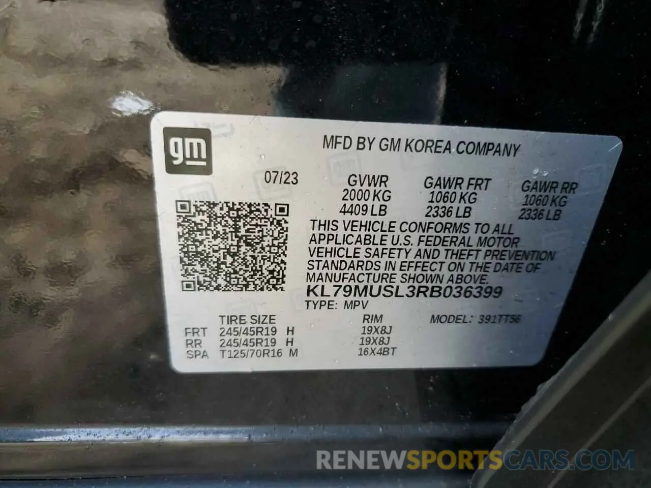 14 Photograph of a damaged car KL79MUSL3RB036399 CHEVROLET TRAILBLZR 2024