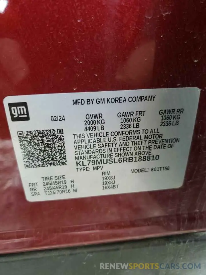 13 Фотография поврежденного автомобиля KL79MUSL6RB188810 CHEVROLET TRAILBLZR 2024