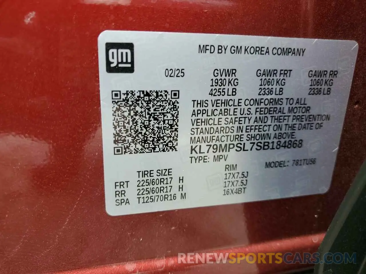 12 Фотография поврежденного автомобиля KL79MPSL7SB184868 CHEVROLET TRAILBLZR 2025
