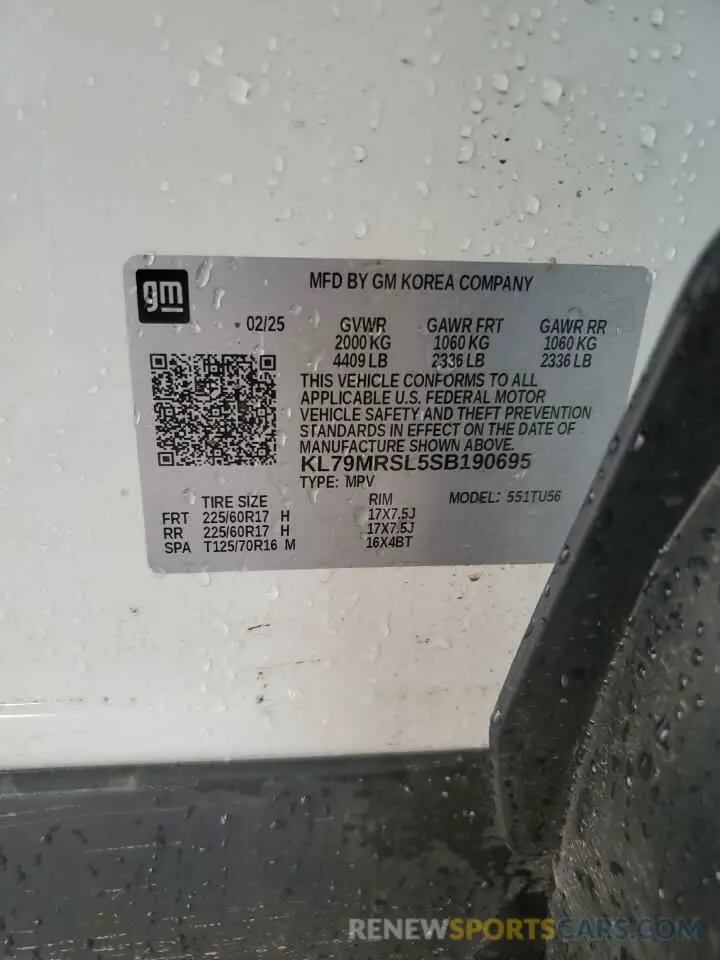 13 Фотография поврежденного автомобиля KL79MRSL5SB190695 CHEVROLET TRAILBLZR 2025