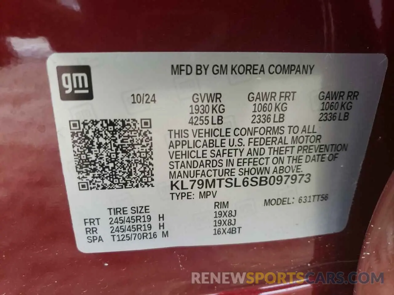 14 Фотография поврежденного автомобиля KL79MTSL6SB097973 CHEVROLET TRAILBLZR 2025