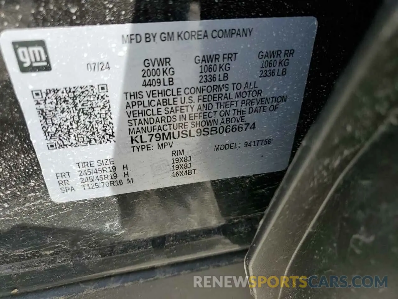 16 Photograph of a damaged car KL79MUSL9SB066674 CHEVROLET TRAILBLZR 2025