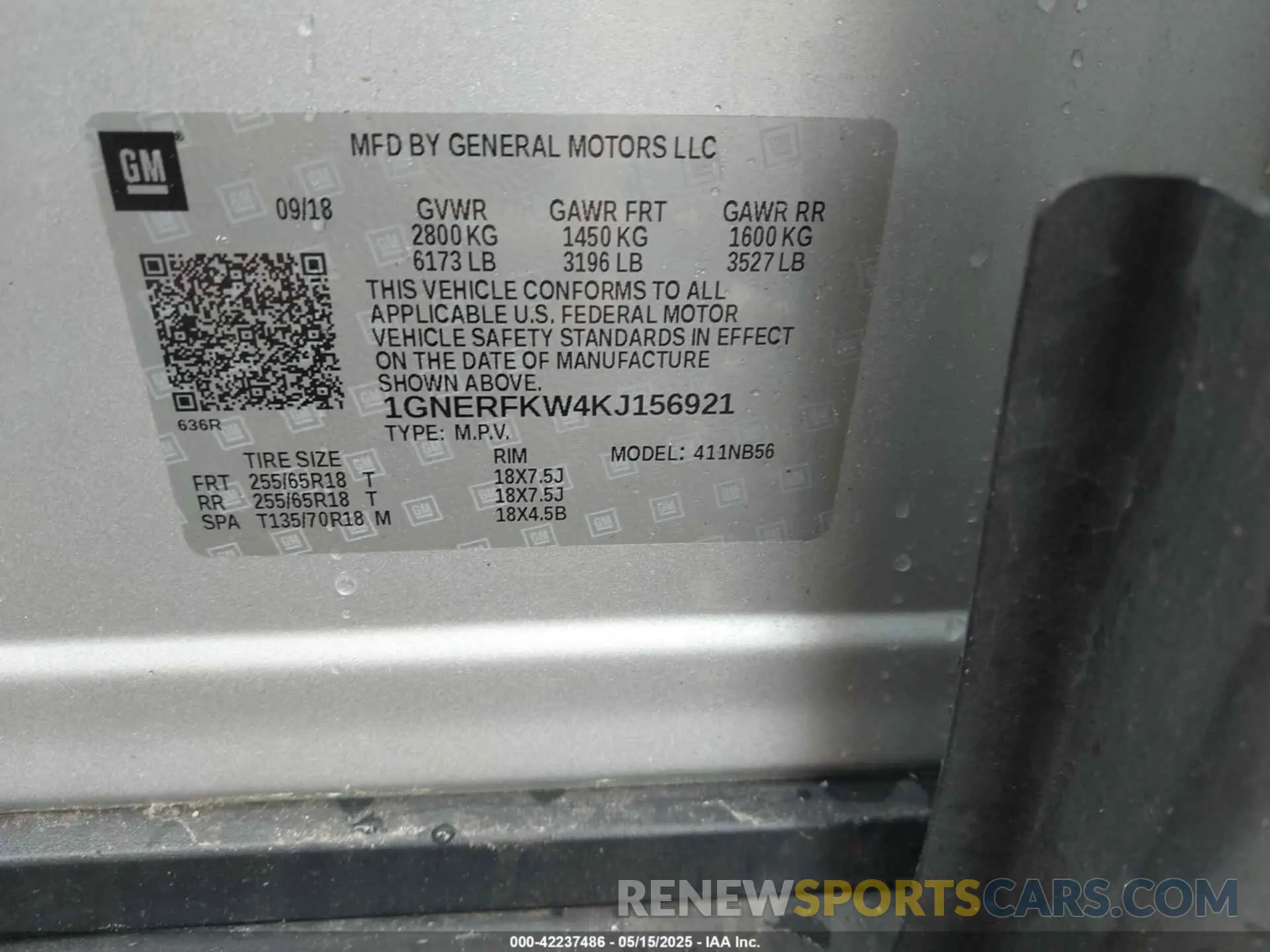 9 Photograph of a damaged car 1GNERFKW4KJ156921 CHEVROLET TRAVERSE 2019