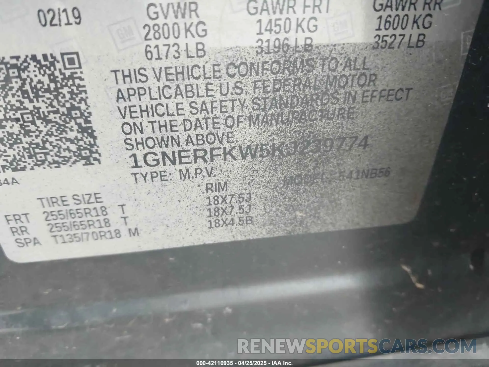 9 Фотография поврежденного автомобиля 1GNERFKW5KJ239774 CHEVROLET TRAVERSE 2019