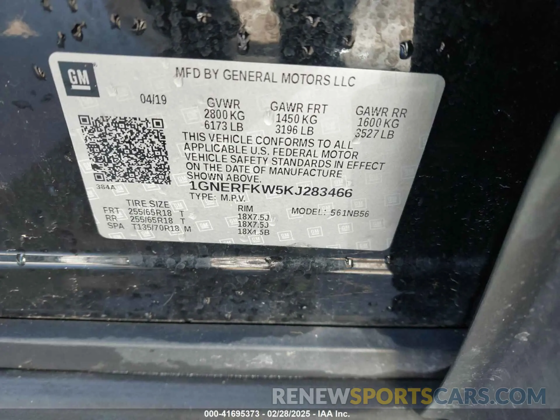 9 Photograph of a damaged car 1GNERFKW5KJ283466 CHEVROLET TRAVERSE 2019