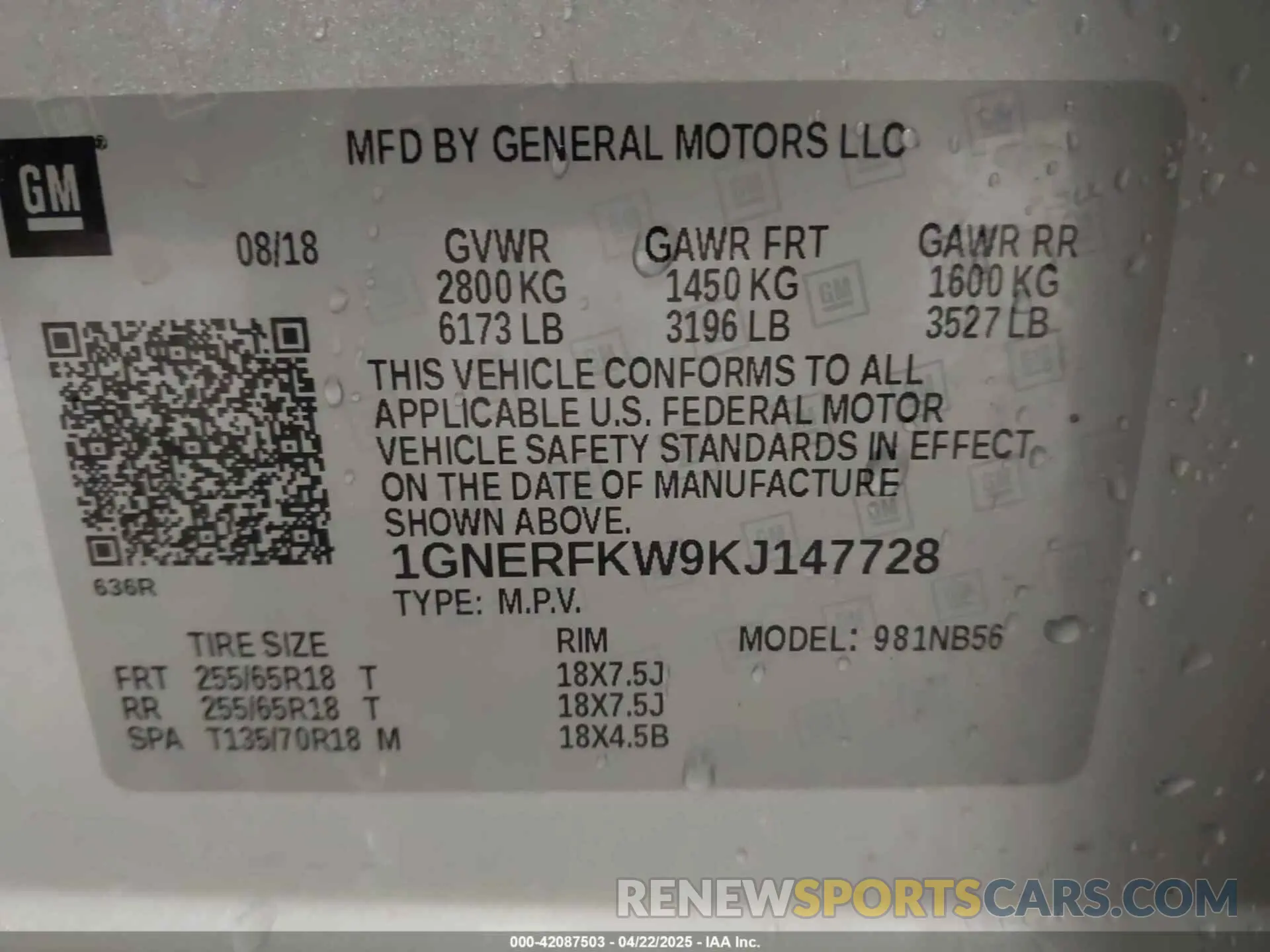 9 Photograph of a damaged car 1GNERFKW9KJ147728 CHEVROLET TRAVERSE 2019