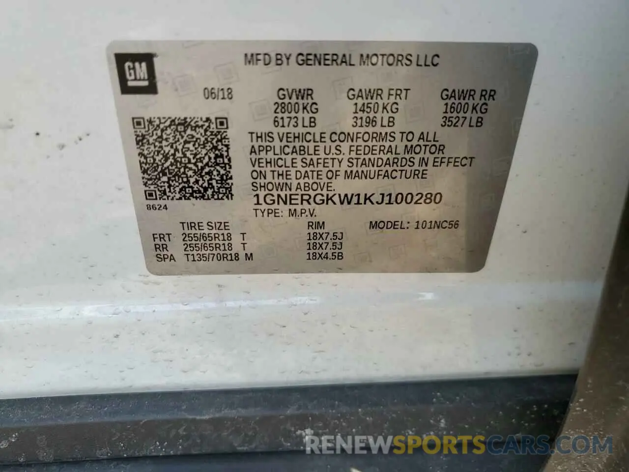 16 Фотография поврежденного автомобиля 1GNERGKW1KJ100280 CHEVROLET TRAVERSE 2019