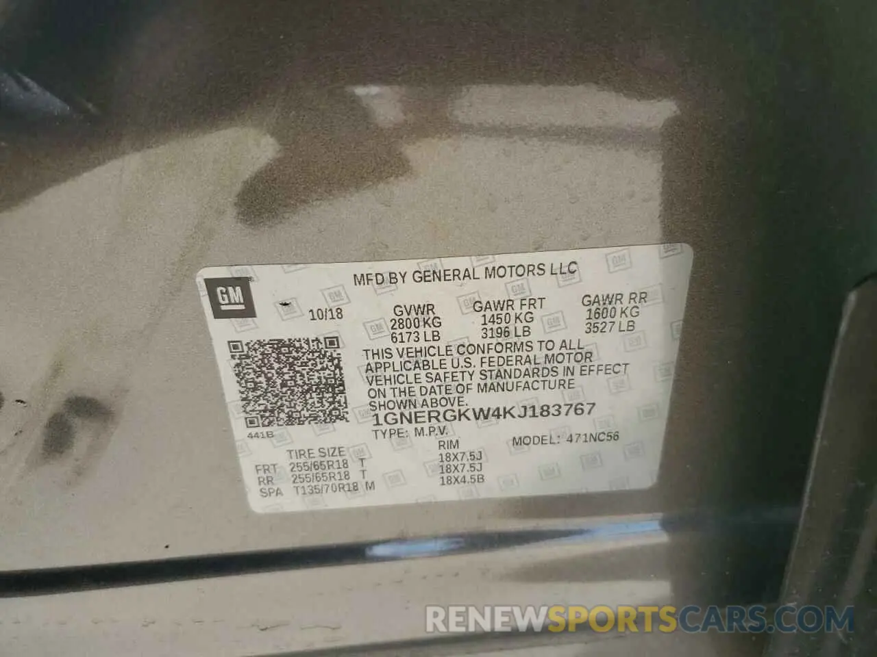 12 Фотография поврежденного автомобиля 1GNERGKW4KJ183767 CHEVROLET TRAVERSE 2019