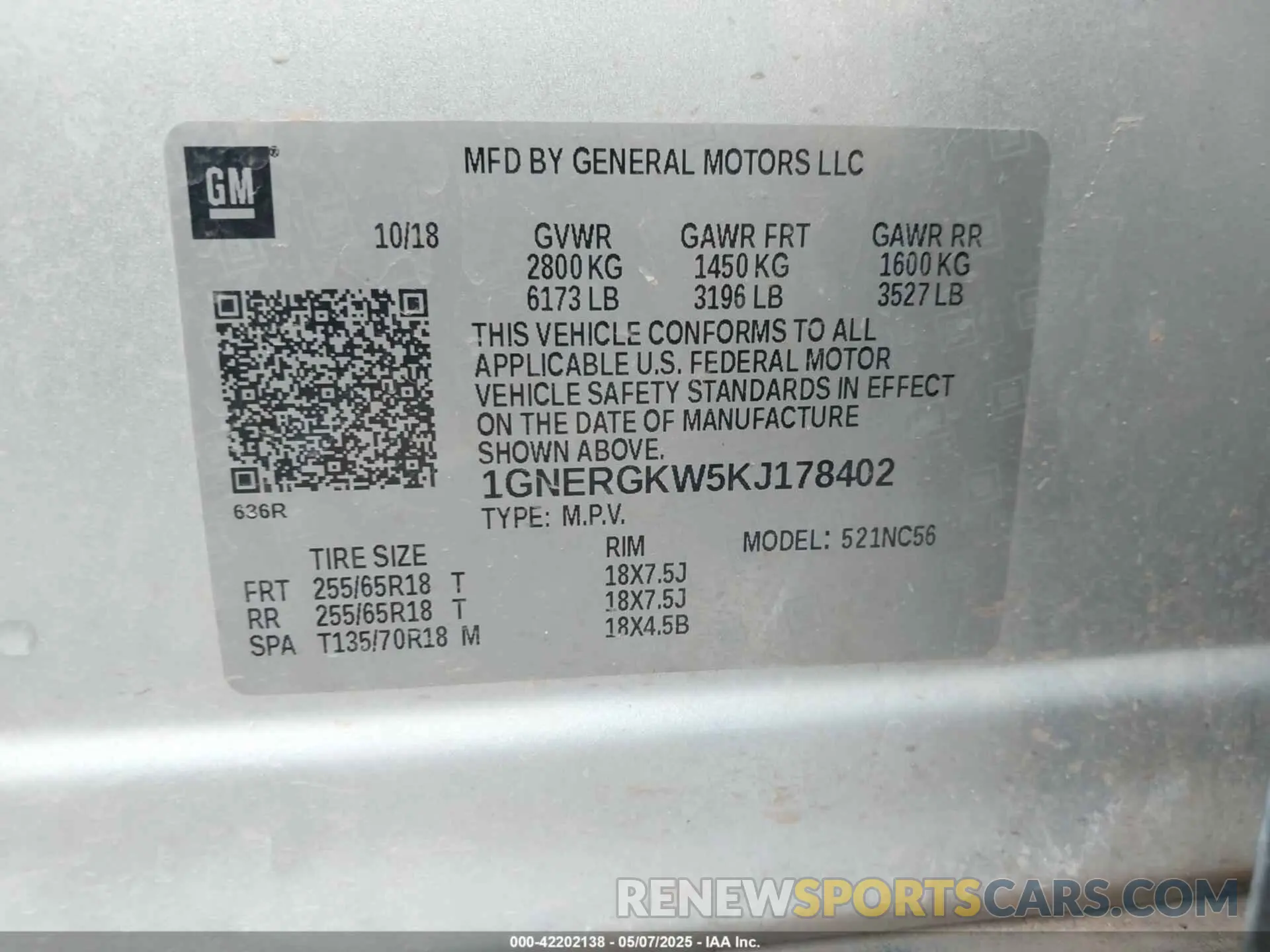 9 Photograph of a damaged car 1GNERGKW5KJ178402 CHEVROLET TRAVERSE 2019